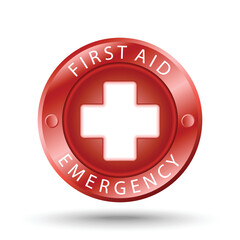 First aid emergency medical sign, Rescue flat icon red gradient color.