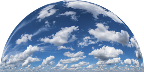 Halbrunder Himmel mit Wolken, freigestellt