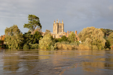 Flood waters in the city of Hereford.