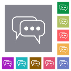 Two rounded square active chat bubbles outline square flat icons