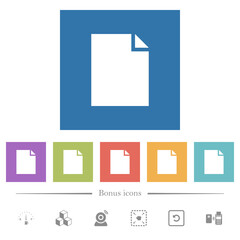Empty document sheet solid flat white icons in square backgrounds
