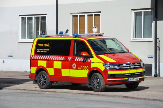 An emergency rescue team called in Sweden. Ambulance, fire team and rescue 