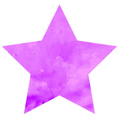 イラスト素材　水彩で描いた星　紫