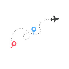 Obraz premium plane travel route Pin on the world map travel travel ideas