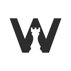 Letter W Chess Game Logo Design Vector Template. Chess Logo Type Symbol