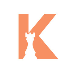 Letter K Chess Game Logo Design Vector Template. Chess Logo Type Symbol