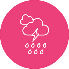 Thunderstorm Multicolor Circle Line Inverted Icon