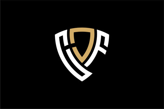 CJF creative letter shield logo design vector icon illustration
