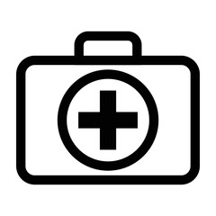 Doctor suitcase, healthcare simple black icon isolated on white

