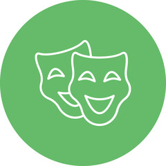 Theater Masks Multicolor Circle Line Inverted Icon