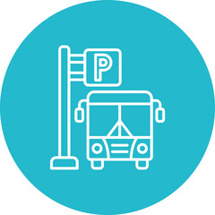 Parking Area Multicolor Circle Line Inverted Icon