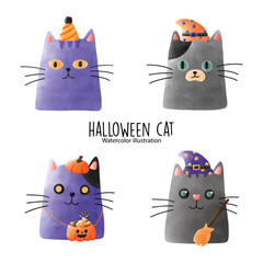 Obraz premium Halloween cat, vector illustration.
