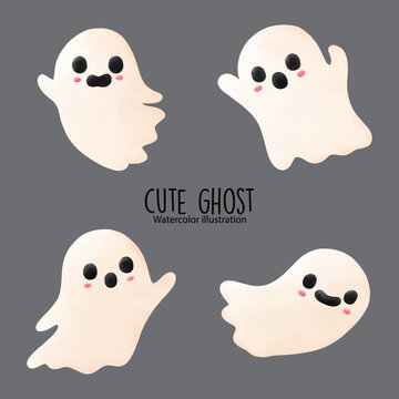 cute ghost watercolor. Vector illustration
