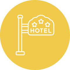 Hotel Sign Multicolor Circle Line Inverted Icon