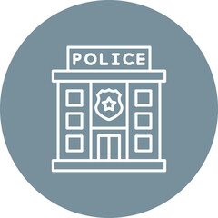 Police Station Multicolor Circle Line Inverted Icon