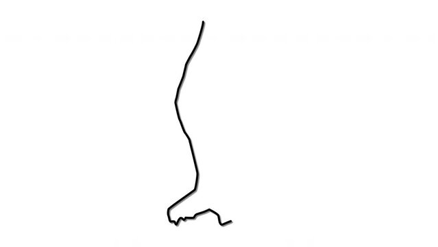 Liechtenstein map, country territory outline self drawing animation. Line art.