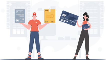 Obraz premium Parcel delivery. Vector illustration. trendy style.