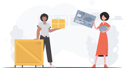 Parcel delivery concept. Cartoon style. Vector.