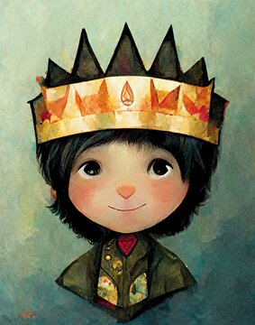 A Little Prince With A Big Crown, Children Book Art