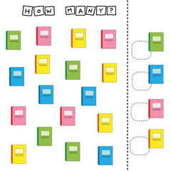 Educational game for children, kids. Game learning math with  notebooks 