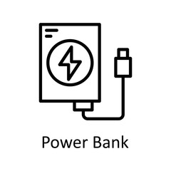 Power Bank vector Outline Icon Design illustration on White background. EPS 10 File