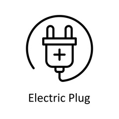 Electric Plug  vector Outline Icon Design illustration on White background. EPS 10 File