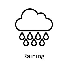 Raining  vector Outline Icon Design illustration on White background. EPS 10 File