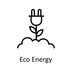Eco Energy vector Outline Icon Design illustration on White background. EPS 10 File