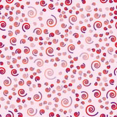 Abstract rainbow spiral seamless pattern on the pink background