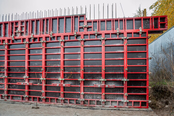 Formwork panels in industrial construction.