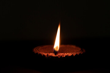 diwali diya Close up at night dark black background
