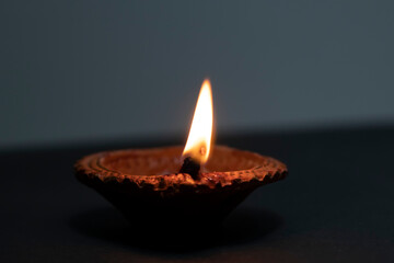 diwali diya Close up at night dark black background