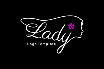 Lady Handwriting With Beautiful Woman Face Shape For Beauty Salon And Fashion Logo