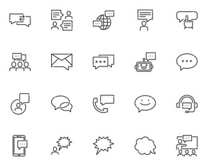 set of communication line icons, social, bubble  speech