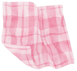 pink checkered napery watercolor illustration