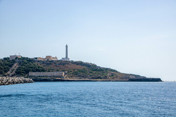 Fototapeta na wymiar the lighthouse on Punta Meliso at Santa Maria di Leuca, Apulia region, Italy