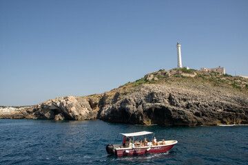 the lighthouse on Punta Meliso at Santa Maria di Leuca, Apulia region, Italy