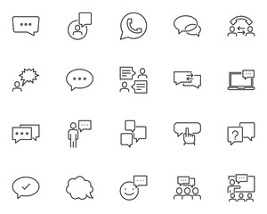 set of communication line icons, social, bubble  speech