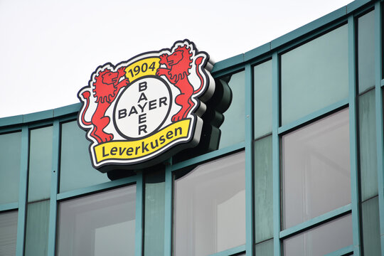 Leverkusen, North Rhine-Westphalia, Germany - June 4, 2022:  Headquarters of Bayer 04 Leverkusen, Germany - Bayer is a German professional football club in the top tier of German football