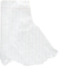 a scrap of a sheet of a striped notebook