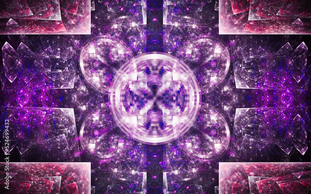 Leinwandbilder digital illustration abstract image generated fractal background image wallpaper pattern of various geometric shapes and lines of various colors for computer graphics or web design