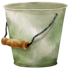Vintage metal bucket watercolor illustration © b.illustrations