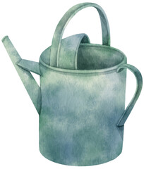 Vintage metal watering can watercolor illustration © b.illustrations