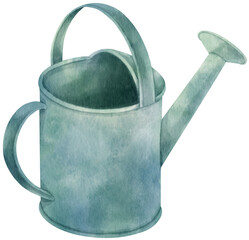 Vintage metal watering can watercolor illustration © b.illustrations