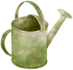 Vintage metal watering can watercolor illustration © b.illustrations