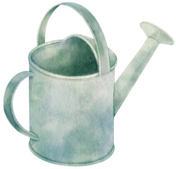 Vintage metal watering can watercolor illustration © b.illustrations