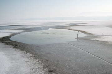 frozen lake,winter amazing landscape