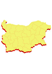  Illustration of the map of Bulgaria with Unitary District, Region, Province, Municipality, Federal District, Division, Department, Commune Municipality, Canton Map 3D