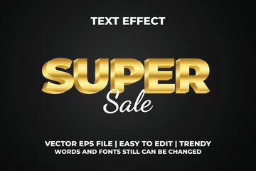 Super sale bold gold 3D text effect template design 