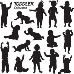 toddler silhouette - obrazy, fototapety, plakaty